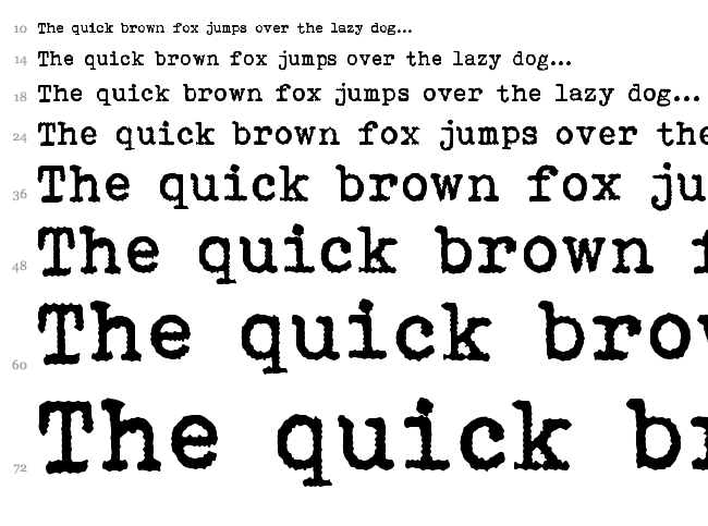 Bohemian Typewriter font waterfall
